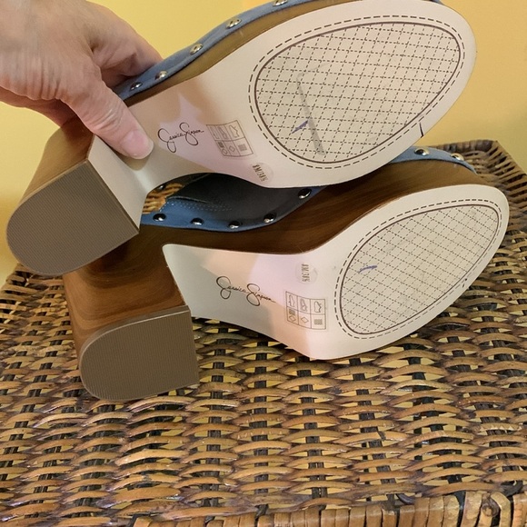Jessica Simpson Dalia Powder Blue Suede Clogs with Silver Studds. - Picture 6 of 14
